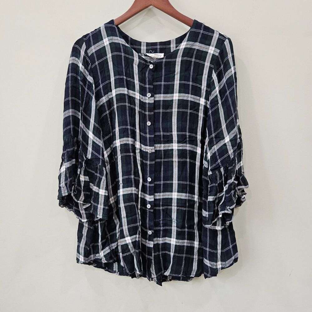 Jane and Delancey Womens Flannel Button Up Shirt Plus Size 2X Country Western
